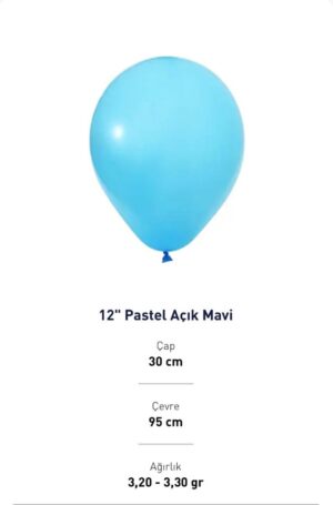 12'' PASTEL AÇIK MAVİ BALON EVİ 100'LÜ