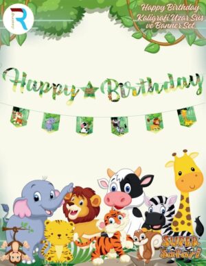 6'LI SAFARİ HAPPY BİRTHDAY KALOĞRAFİ UZAR BANNER SET 