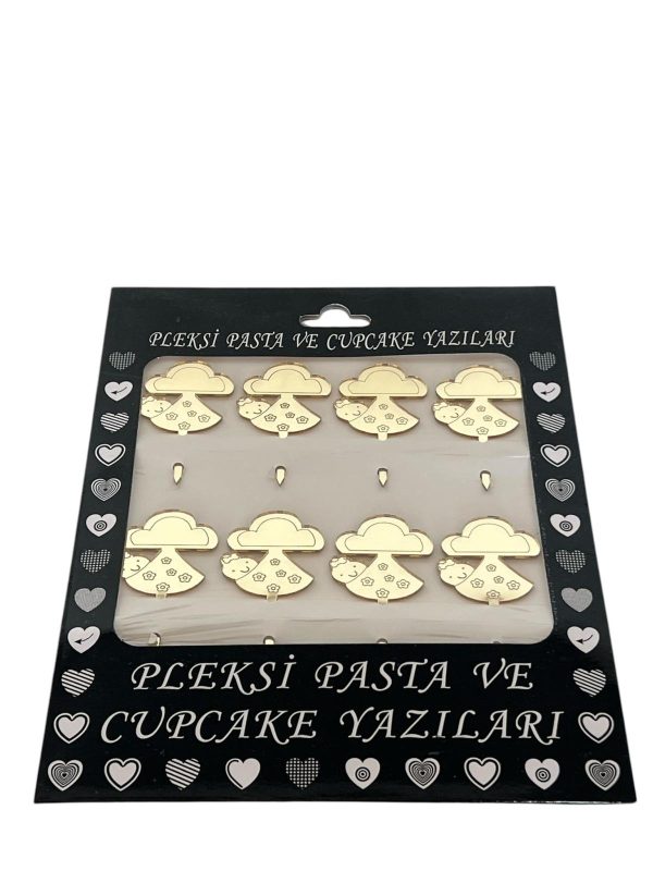 GOLD BULUT BEBEK FİĞÜRLÜ PLEKSİ PASTA KÜRDANI 8'Lİ
