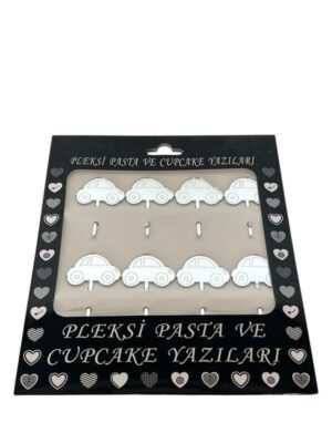 GÜMÜŞ ARABA FİGÜRLÜ PLEKSİ PASTA KÜRDANI