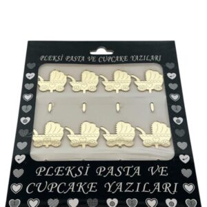 GOLD BEBEK ARABASI PLEKSİ PASTA KÜRAN 8'Lİ - Görsel 1