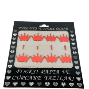 KIRMIZI KRAL TACI PLEKSİ PASTA KÜRDANI 8'Lİ - Görsel 1