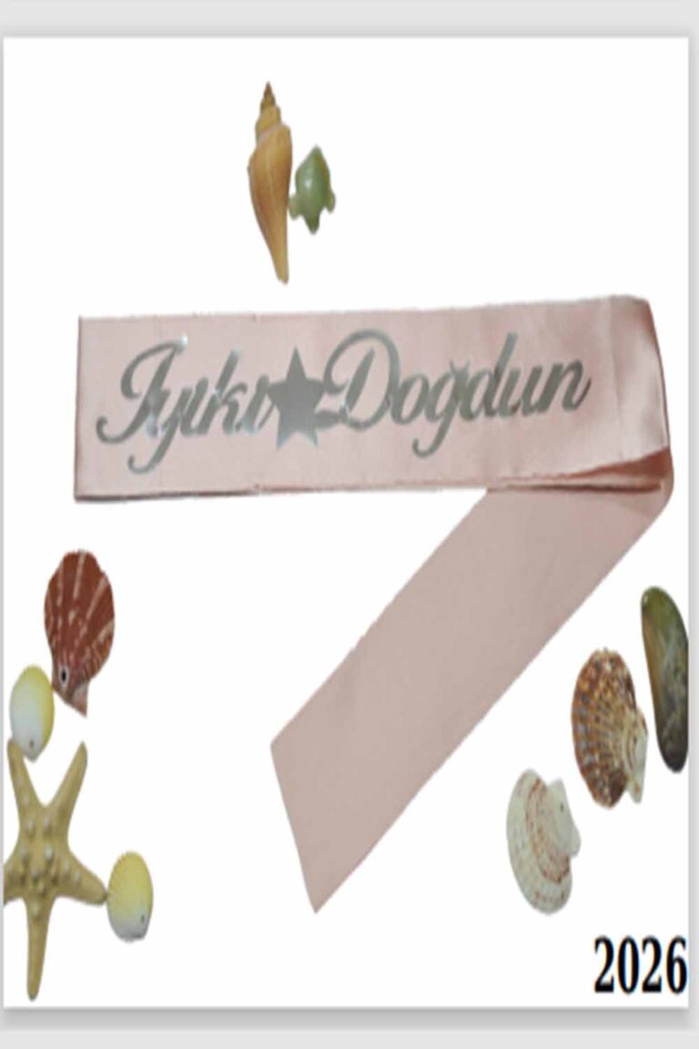 BRİDE İYİKİ DOĞDUN PUDRA ÜZERİ GÜMÜŞ BASKILI KUŞAK