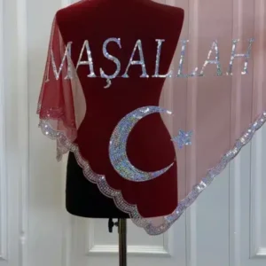 10'lu Kırmızı MaşaAllah Yazılı Kına Örtüsü Duvak Set