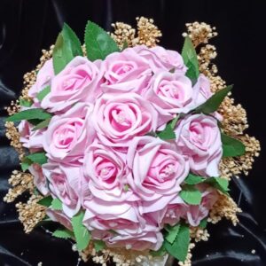 (10) PEMBE GÜL BUKET CİPSO KARIŞIMI GELİN BUKETİ