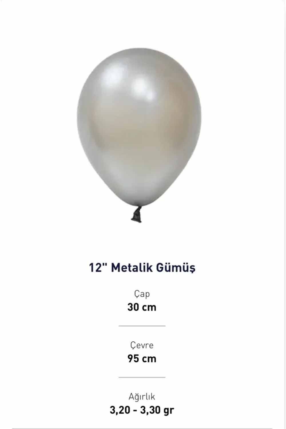 12 BALON EVİ METALİK GÜMÜŞ