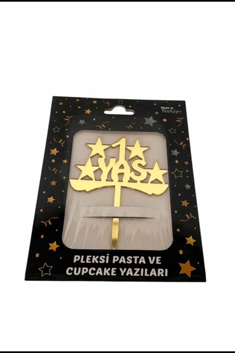 GOLD 1 YAŞ YILDIZLI PLEKSİ PASTA SÜSÜ