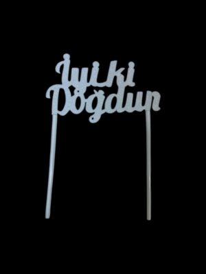 İYİKİ DOĞDUN EVA SİMLİ ÇUBUKLU PASTA SÜSÜ - Görsel 3
