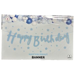 10'LU ALIM MAVİ HAPPY BİRTHDAY KALİĞRAFİ YAZI BANNER