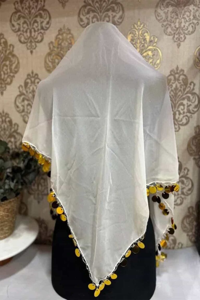 3 GEN KREM ŞİFON PULLU ŞAL  DUVAK