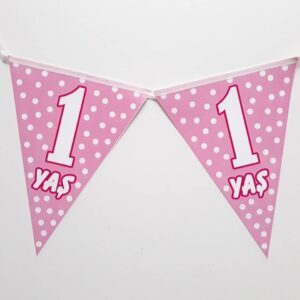 Bebek Parti İyiki Doğdun 1 Yaş Pembe Flama 10 Adet