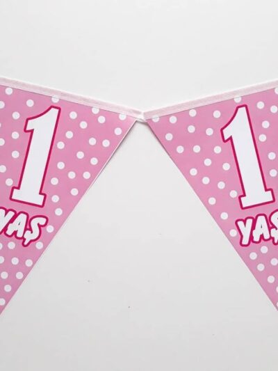 Bebek Parti İyiki Doğdun 1 Yaş Pembe Flama 10 Adet