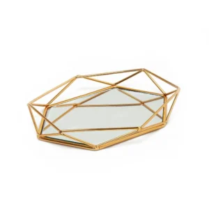 GOLD PRİZMA NİŞAN TEPSİSİ 2'Lİ 35x 29 Cm - 27x25 Cm