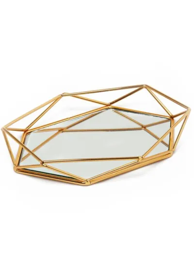 GOLD PRİZMA NİŞAN TEPSİSİ 2'Lİ 35x 29 Cm - 27x25 Cm