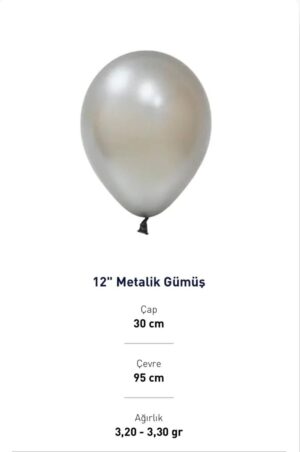 12” METALİK GÜMÜŞ BALON EVİ 100’LÜ