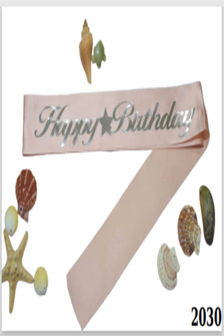 BRİDE HAPPY BİRTHDAY PUDRA ÜZERİ GÜMÜŞ BASKILI KUŞAK