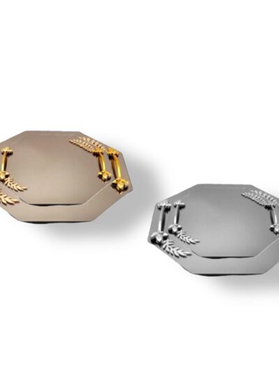 PETEK GOLD GÜMÜŞ YAPRAK MODEL NİŞAN TEPSİ 2'Lİ
