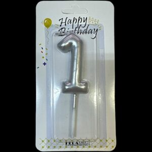 1 NUMARA GÜMÜŞ RAKAM MUM 12 ADET  
