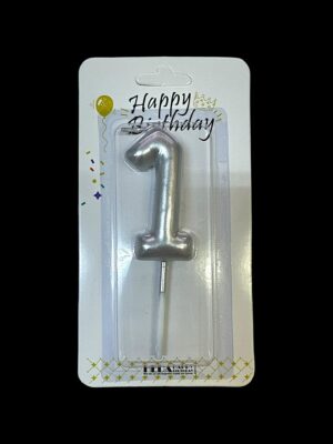 1 NUMARA GÜMÜŞ RAKAM MUM 12 ADET  