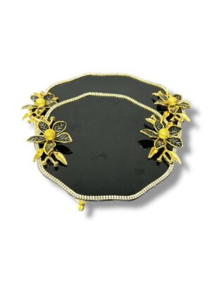 SİYAH GOLD TAŞLI MANOLYA TAŞLI 2'Lİ NİŞAN TEPSİ 5 MODEL - Görsel 2