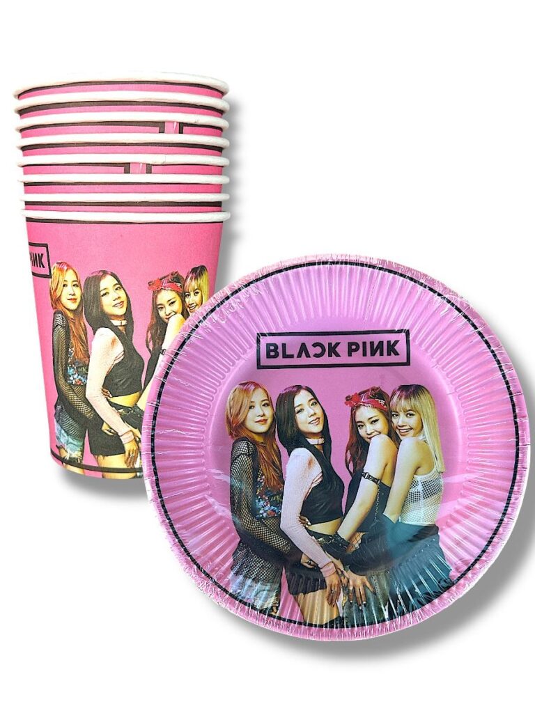 BLACK PINK KAREKTERLİ TABAK BARDAK 8'Lİ