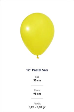12'' PASTEL SARI BALON EVİ 100'LÜ