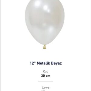 12” METALİK BEYAZ BALON EVİ 100’LÜ