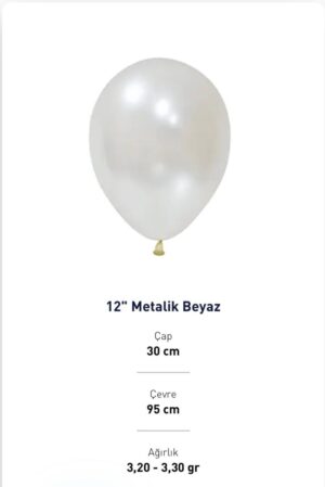 12” METALİK BEYAZ BALON EVİ 100’LÜ