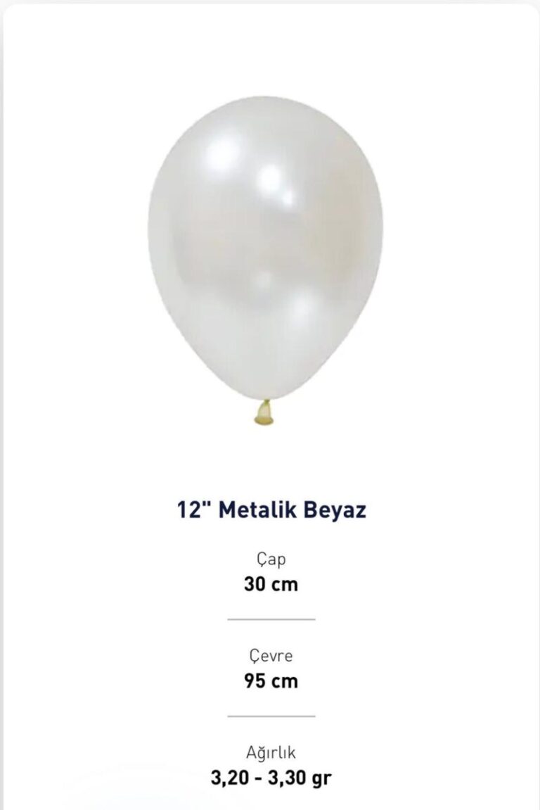 12” METALİK BEYAZ BALON EVİ 100’LÜ