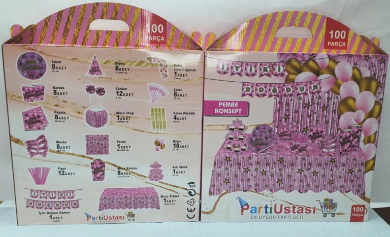 PEMBE KONSEPT PARTİ SETİ 100 PARÇA