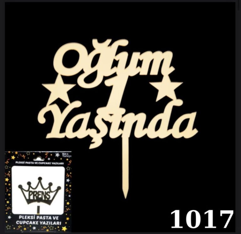 GOLD GÜMÜŞ OĞLUM 1 YAŞINDA YAZILI PLEKSİ PASTA SÜSÜ