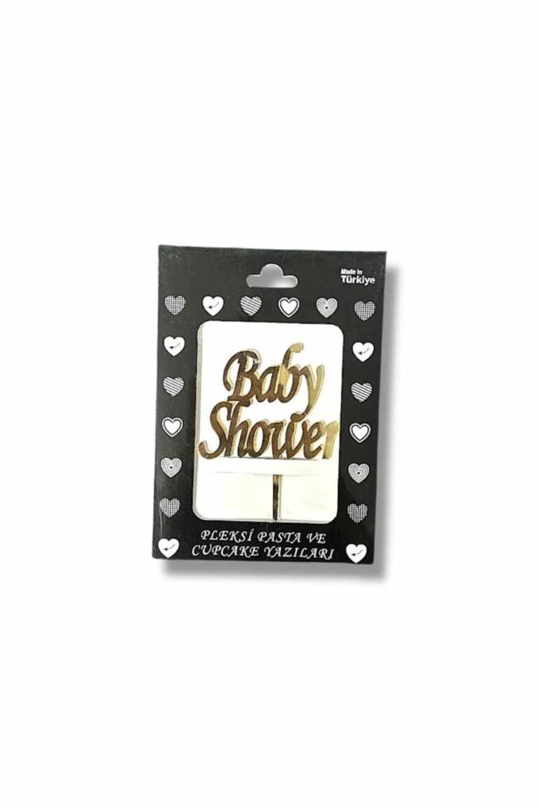 GOLD BABY SHOWER PLEKSİ PASTA SÜSÜ