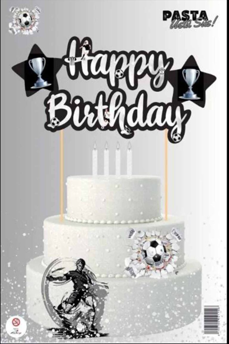 SİYAH BEYAZ HAPPY BİRTHDAY PASTA SÜSÜ