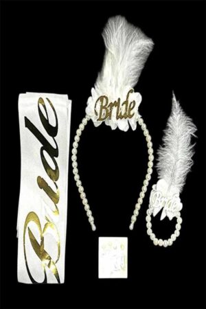 BRİDE 4’LÜ İNCİLİ SET GOLD GÜMÜŞ - Görsel 1