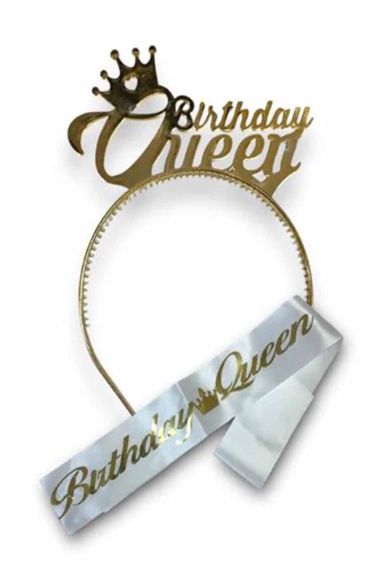 GOLD MİKA TAÇ BRİTHDAY QUEEN KUŞAK SET 2'Lİ