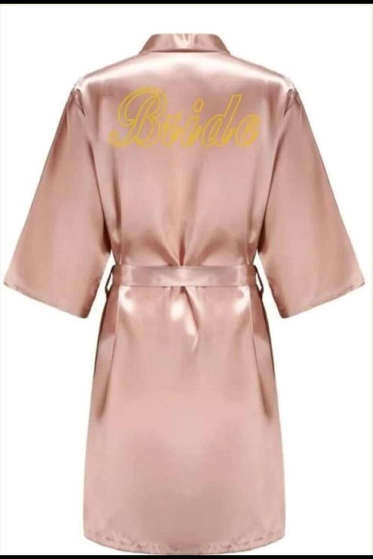 PUDRA RENK GOLD YAZI BRİDE BASKILI SABAHLIK