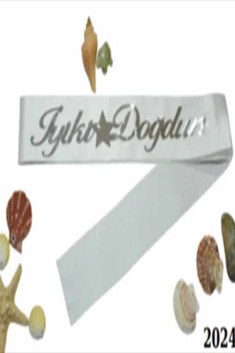 BRİDE İYİKİ DOĞDUN BEYAZ ÜZERİ GÜMÜŞ BASKILI KUŞAK