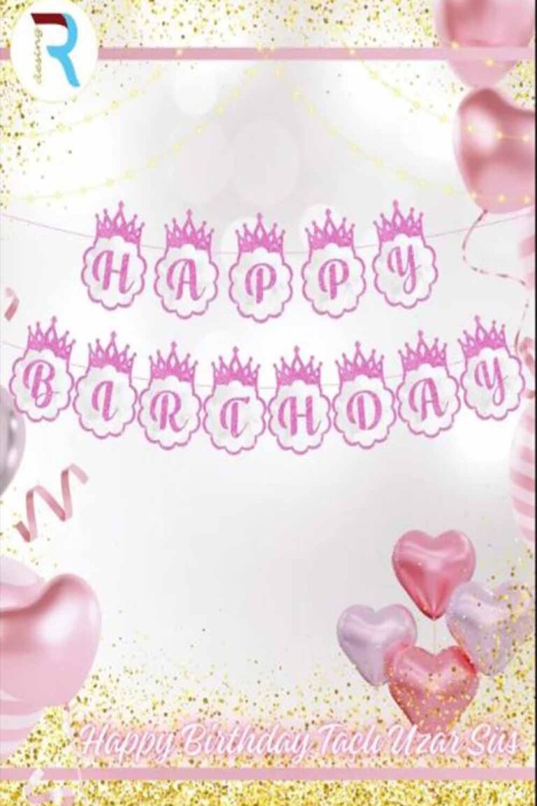 HAPPY BİRTHDAY  TAÇLI UZAR SÜS PEMBE