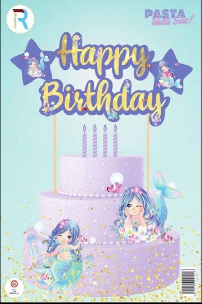 DENİZ KIZI KAREKTERLİ HAPPY BİRTHDAY PASTA SÜSÜ