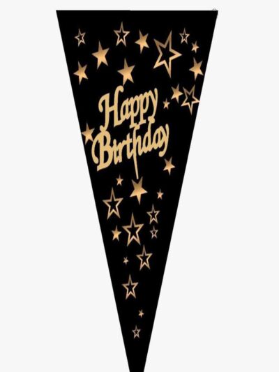 Happy Bırtday Yazılı Siyah Flama 10 Adet
