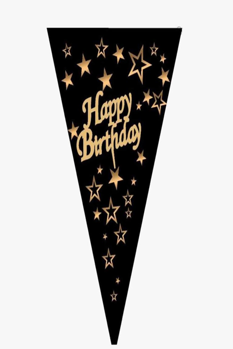 Happy Bırtday Yazılı Siyah Flama 10 Adet