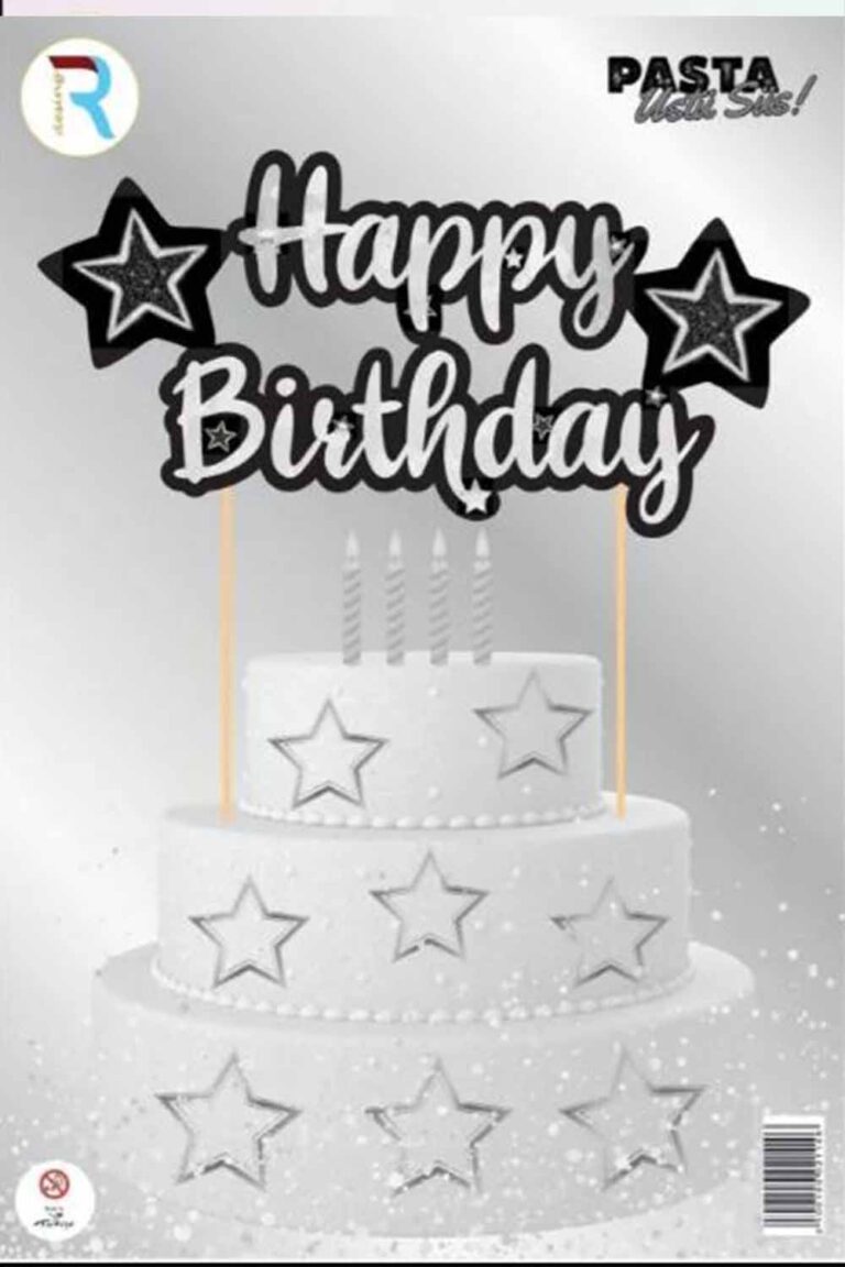 YILDIZ SİYAH KAREKTER HAPPY BİRTHDAY PASTA SÜSÜ 