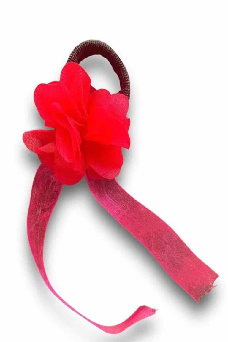 KIRMIZI KUMAŞ GÜLLÜ NEDİME BİLEKLİĞİ LASTİKLİ 12 ADET
