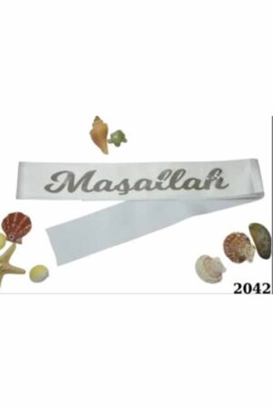 BRİDE BEYAZ ÜZERİ MAŞALLAH GÜMÜŞ BASKILI