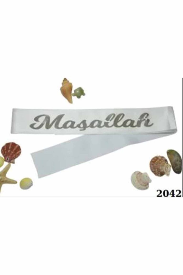 BRİDE BEYAZ ÜZERİ MAŞALLAH GÜMÜŞ BASKILI