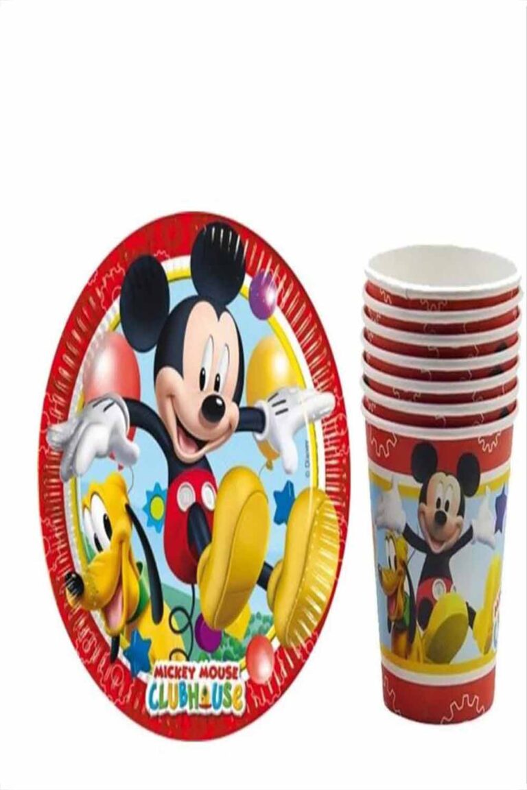 Mickey Mouse Karakterli Tabak Bardak 8'li