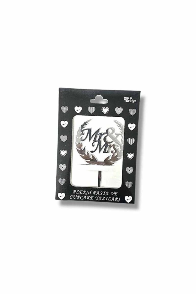 GÜMÜŞ MR & MRS PLEKSİ PASTA SÜSÜ