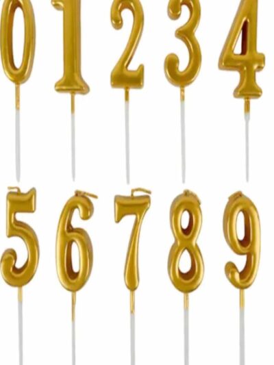 Gold-Gümüş Rakam Pasta Mum 12 Adet