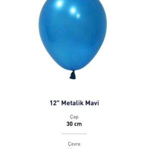 12” METALİK MAVİ BALON EVİ 100’LÜ