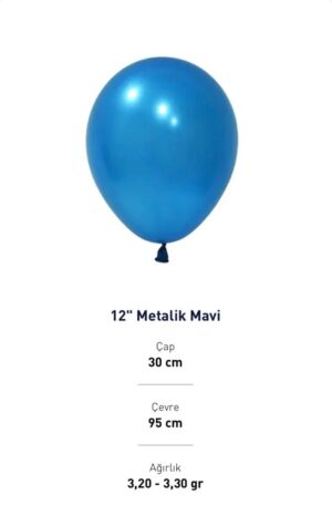 12” METALİK MAVİ BALON EVİ 100’LÜ